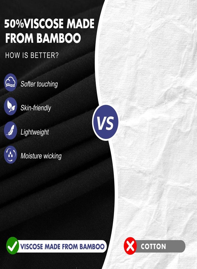 BAMBOO COOL تيشيرتات داخلية رجالية من بامبو كول، تيشيرتات سوداء للرجال، تيشيرتات ماصة للرطوبة، عبوة من 6 قطع، رقبة دائرية، أكمام قصيرة، ناعمة وجيدة التهوية - Image 2